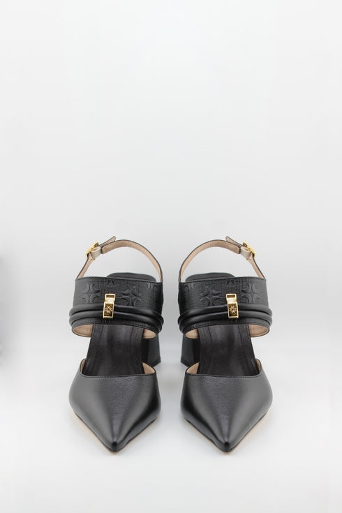 Luz da lua Pointed Toe Block Heel Pumps